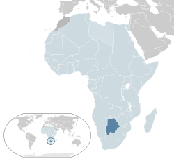 Location of &nbsp;Botswana&nbsp;&nbsp;(dark blue)&ndash;&nbsp;in Africa&nbsp;&nbsp;(light blue &&nbsp;dark grey)&ndash;&nbsp;in the African Union&nbsp;&nbsp;(light blue)&nbsp; &mdash;&nbsp; [Legend]
