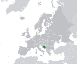 Location of &nbsp;Bosnia and Herzegovina&nbsp;&nbsp;(green)in Europe&nbsp;&nbsp;(dark grey)&nbsp; &mdash;&nbsp; [Legend]