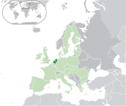 Location of the&nbsp;&nbsp;Netherlands&nbsp;&nbsp;(dark green)&ndash;&nbsp;in Europe&nbsp;&nbsp;(light green &&nbsp;dark grey)&ndash;&nbsp;in the European Union&nbsp;&nbsp;(light green)&nbsp; &mdash;&nbsp; [Legend]