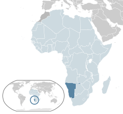 Location of &nbsp;Namibia&nbsp;&nbsp;(dark blue)&ndash;&nbsp;in Africa&nbsp;&nbsp;(light blue &&nbsp;dark grey)&ndash;&nbsp;in the African Union&nbsp;&nbsp;(light blue)