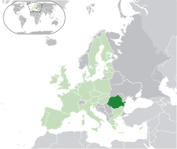 Location of Romania (dark green): &nbsp;&nbsp;on the European continent &nbsp;&nbsp;in the European Union