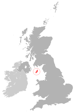Location of &nbsp;Isle of Man&nbsp;&nbsp;(red)in the Irish Sea (Manx Sea) between England&nbsp;&middot; Scotland&nbsp;&middot; Wales and Northern Ireland&nbsp;&nbsp;(dark grey)