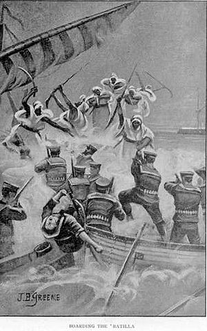 File:Somali warriors board British naval batilla.jpg