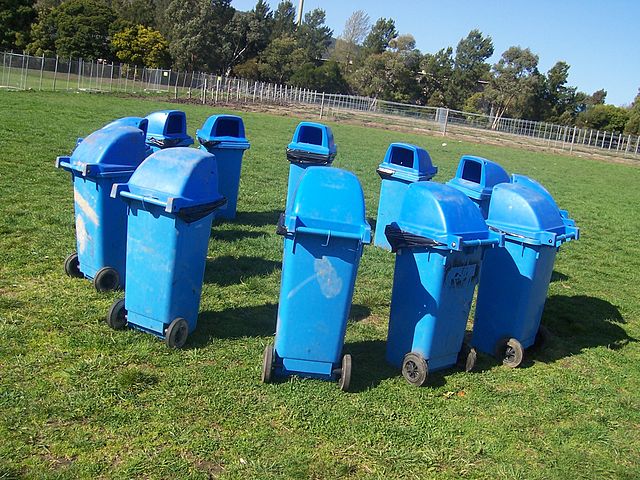 File:Blue rubbish bins in a circle.jpg
