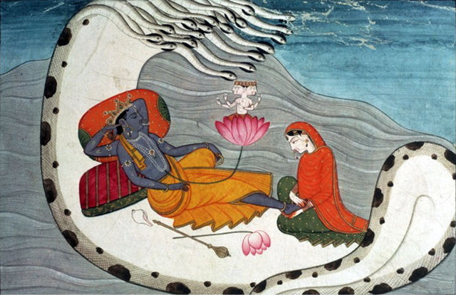 File:Vishnu and Lakshmi on Shesha Naga, ca 1870.jpg