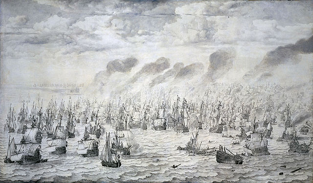File:De slag bij Terheide - The Battle of Schevening - August 10 1653 (Willem van de Velde I, 1657).jpg