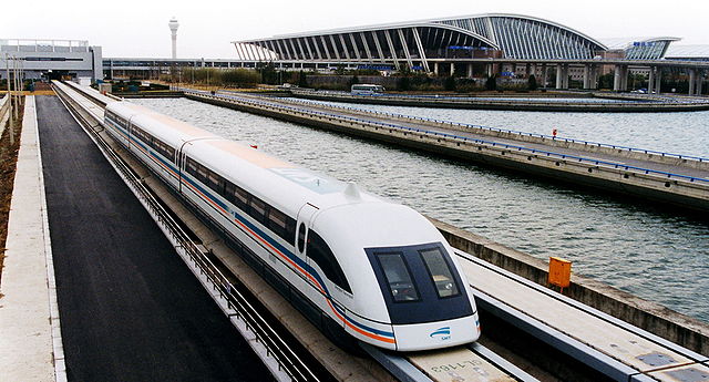 File:A maglev train coming out, Pudong International Airport, Shanghai.jpg