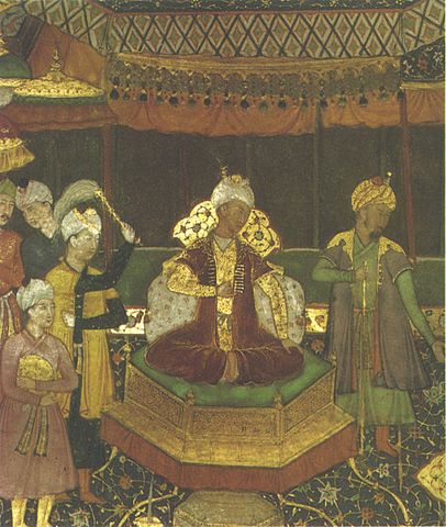 File:Babur on his throne.jpg
