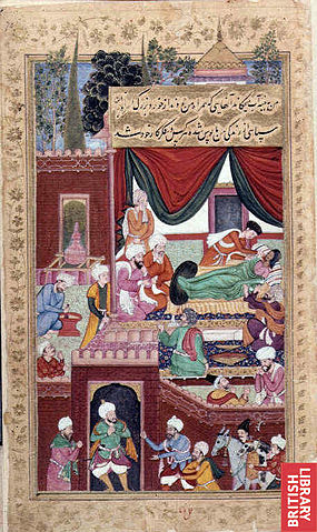 File:Babur treated by doctors during a serious illness.jpg