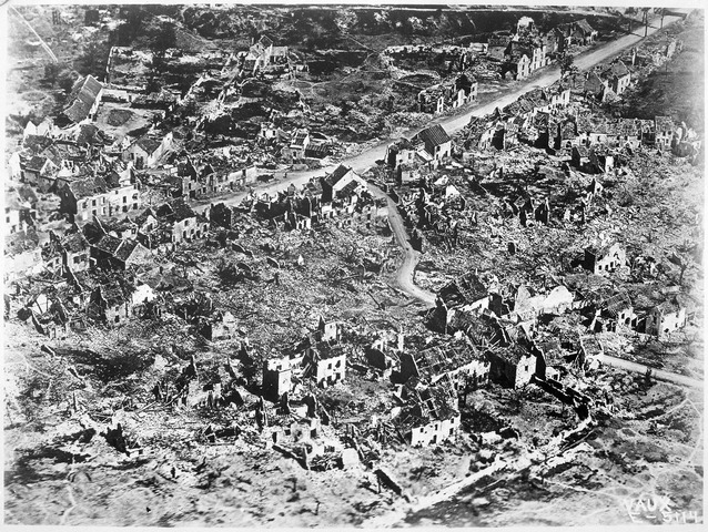 File:Aerial view of ruins of Vaux, France, 1918, ca. 03-1918 - ca. 11-1918 - NARA - 512862.tif