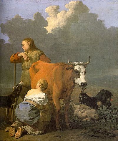 File:Karel Dujardin - Woman Milking a Red Cow.jpg