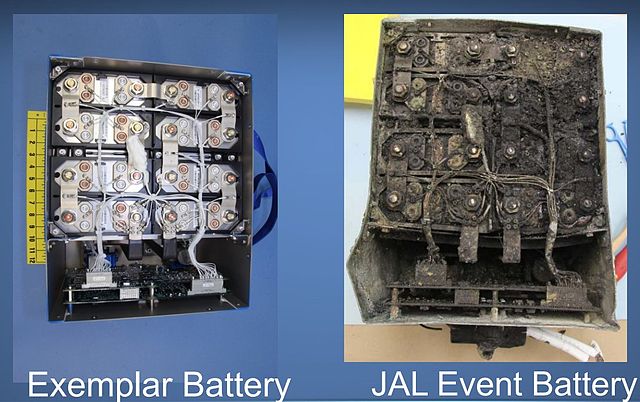 File:Boeing Dreamliner battery original and damaged.jpg