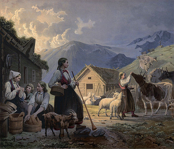 File:Norske Folkelivsbilleder 08 - En Aften ved S&aelig;teren (Knud Bergslien).jpg