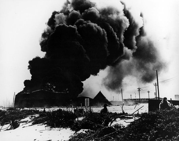 File:Battle of Midway (Japanese air raid).jpg