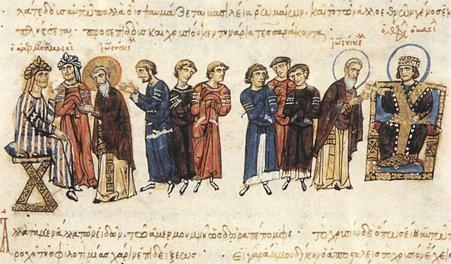 File:John the Grammarian as ambassador before Theophilos and Mamun.jpg
