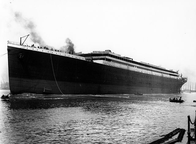 File:Titanic launched at Belfast.jpg