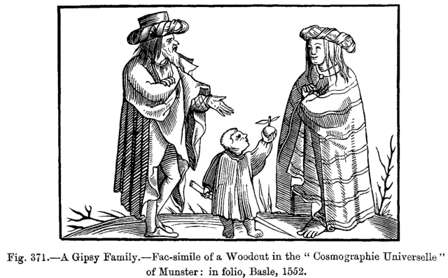 File:A Gipsy Family Fac simile of a Woodcut in the Cosmographie Universelle of Munster in folio Basle 1552.png