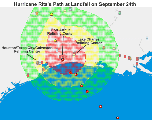 File:Hurricane Rita's Path at Landfall.gif