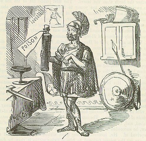 File:Comic History of Rome p 201 Hannibal makes the usual neat and appropriate Speech previous to killing himself.jpg