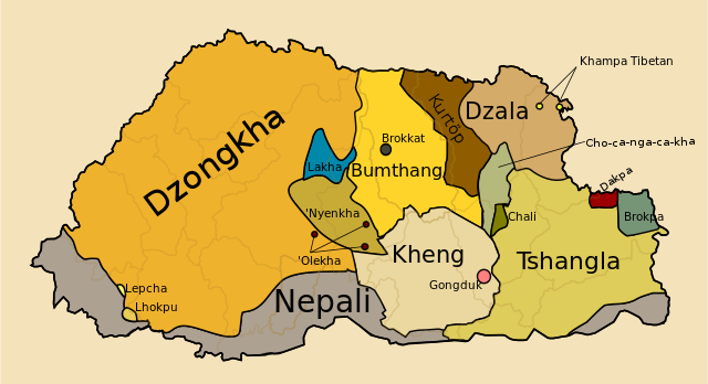 File:Languages of Bhutan with labels.svg
