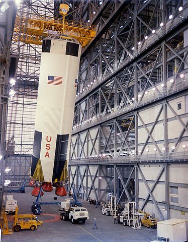 File:Apollo 8 first stage in the Vehicle Assembly Building.jpg