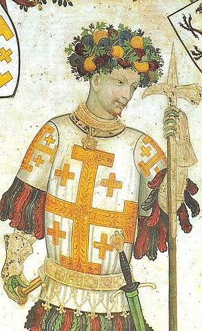 File:Godfrey of Bouillon, holding a pollaxe. (Manta Castle, Cuneo, Italy.jpg
