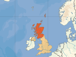 Location of Scotland (orange)in the United Kingdom (camel)