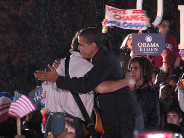 File:20081102 Bruce Springsteen and Barack Obama hug.JPG