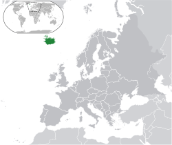 Location of &nbsp;Iceland&nbsp;&nbsp;(dark green)in Europe&nbsp;&nbsp;(dark grey)&nbsp; &mdash;&nbsp; [Legend]